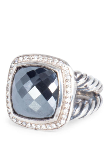 David Yurman Diamond Hamitite Silver Square Ring-designer resale