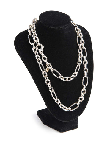 David Yurman Sterling Silver Cable Chain Necklace-designer resale