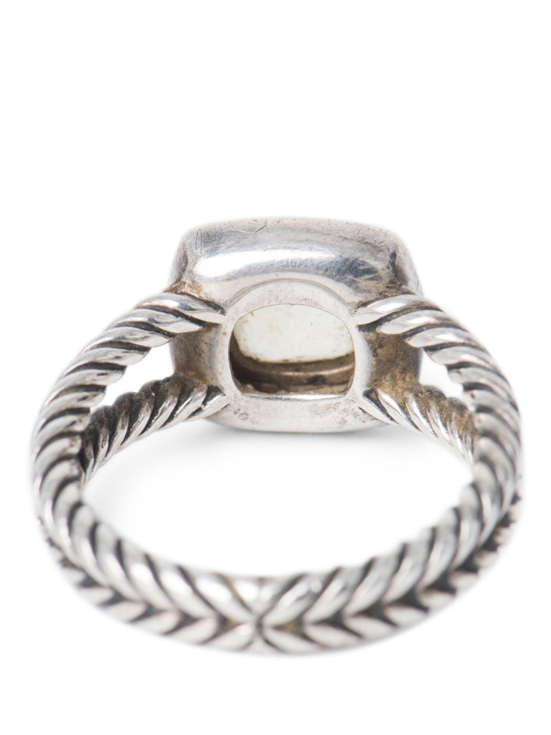 David Yurman Sterling Silver Diamond Pave Citrine Cable Ring-designer resale