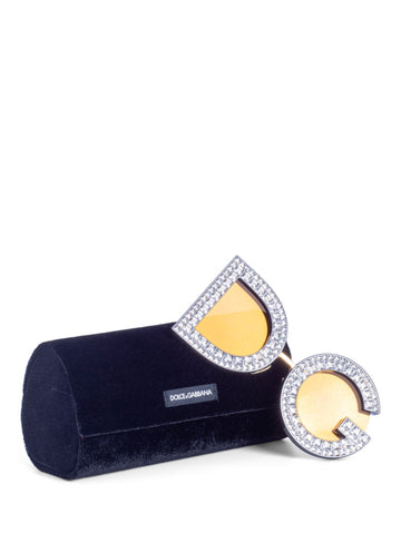 Dolce & Gabanna DG Logo Glitter Sunglasses Black-designer resale