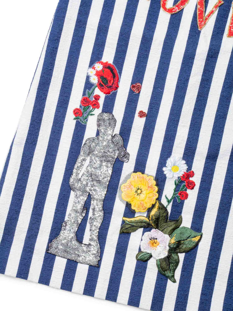 Dolce & Gabanna Striped Mini Embroidered Italia Is Love Dress Multicolor-designer resale