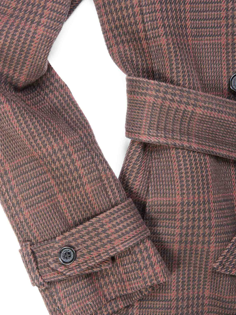 Dolce & Gabbana Logo Belted Plaid Trench Coat Brown-designer resale