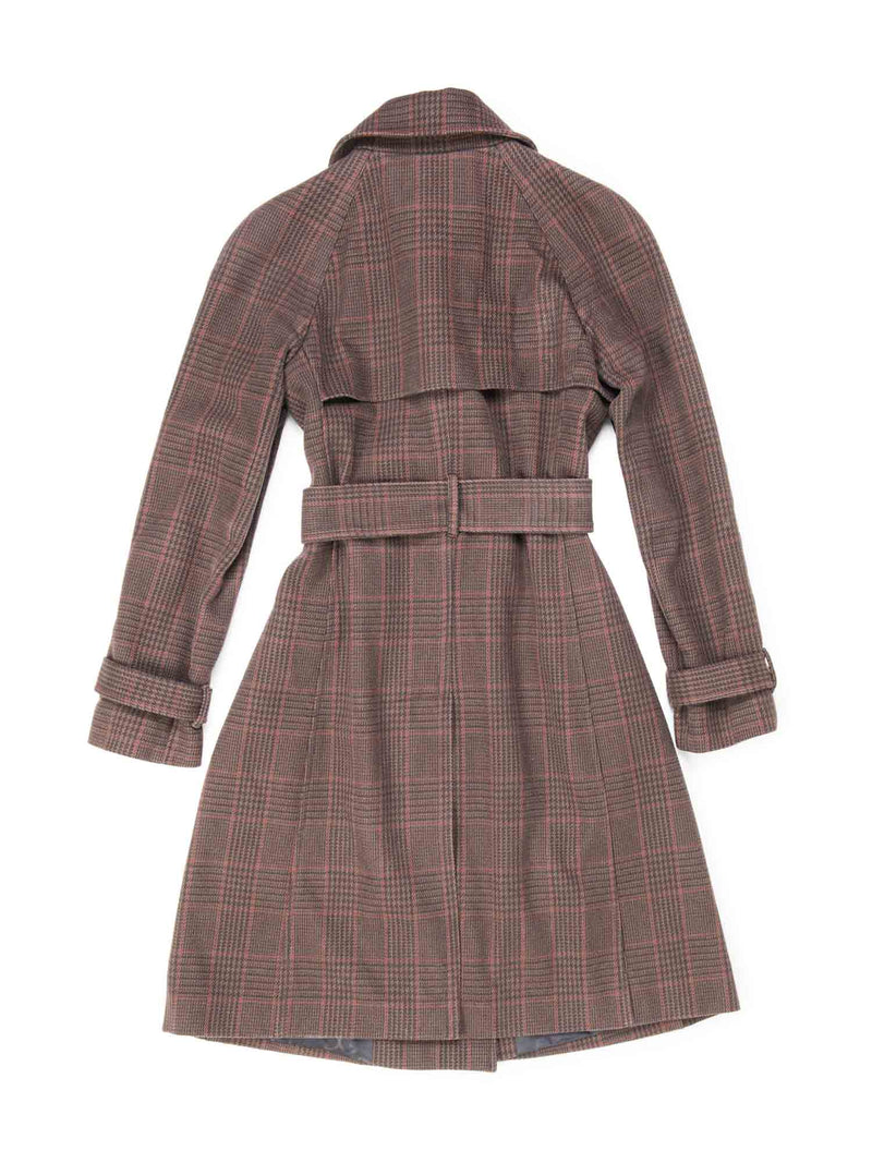 Dolce & Gabbana Logo Belted Plaid Trench Coat Brown-designer resale