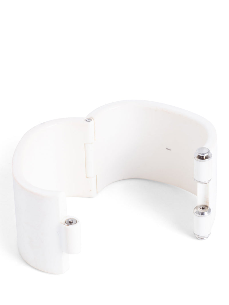 Dolce & Gabbana Logo Cuff Bangle White Silver-designer resale