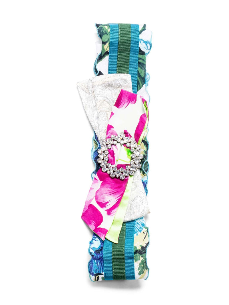 Dolce & Gabbana Runway Rhinestone Silk Belt Multicolor-designer resale