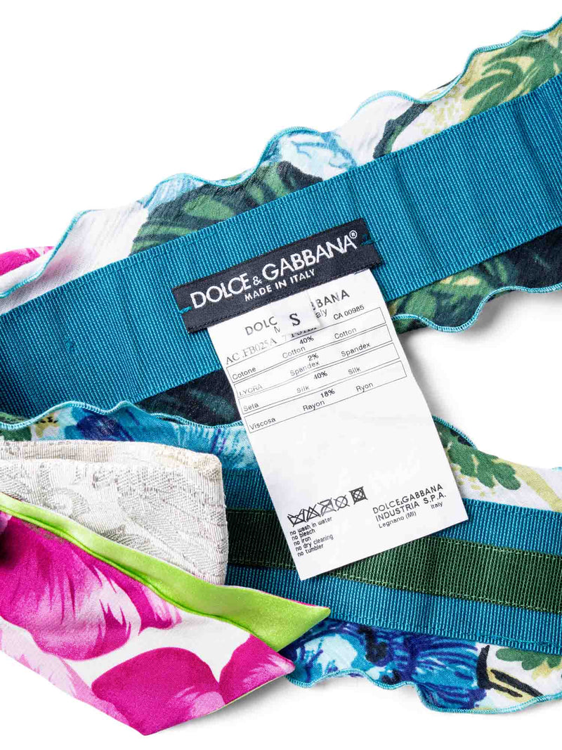 Dolce & Gabbana Runway Rhinestone Silk Belt Multicolor-designer resale