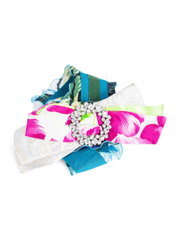 Dolce & Gabbana Runway Rhinestone Silk Belt Multicolor-designer resale