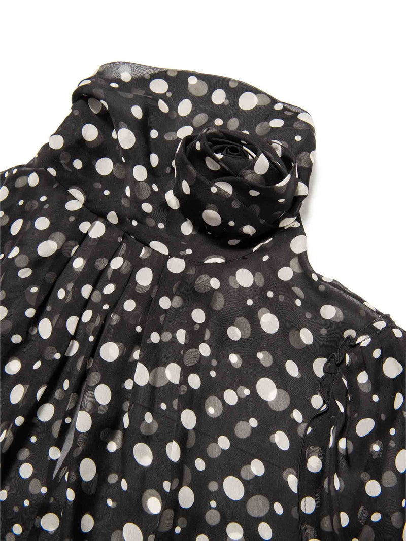 Dolce & Gabbana SIlk Polka Dot Blouse Black White-designer resale
