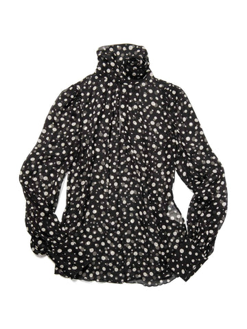 Dolce & Gabbana SIlk Polka Dot Blouse Black White-designer resale