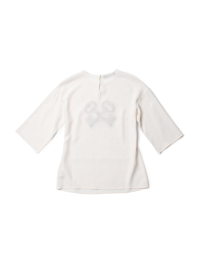 Dolce & Gabbana Silk Sequined Key Blouse Ivory Gold-designer resale