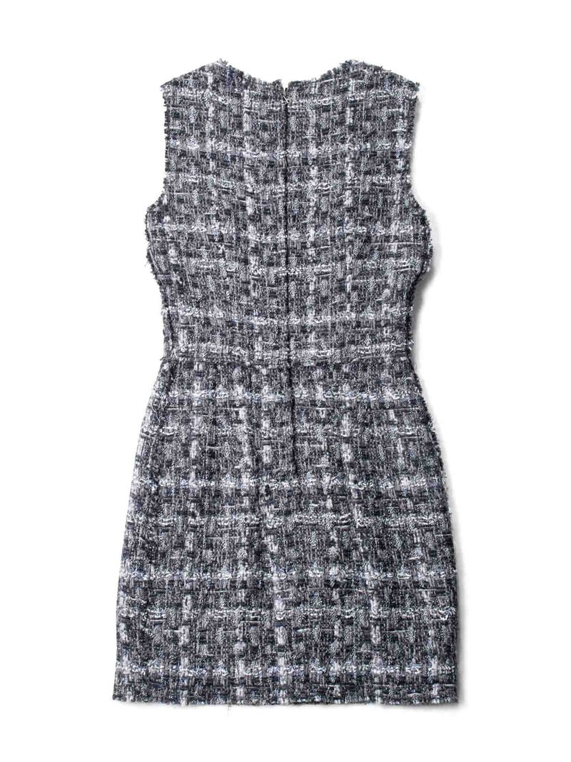 Dolce & Gabbana Tweed Fringe Fitted Mini Dress Grey Dolce & Gabbana Tweed Fringe Fitted Mini Dress Grey