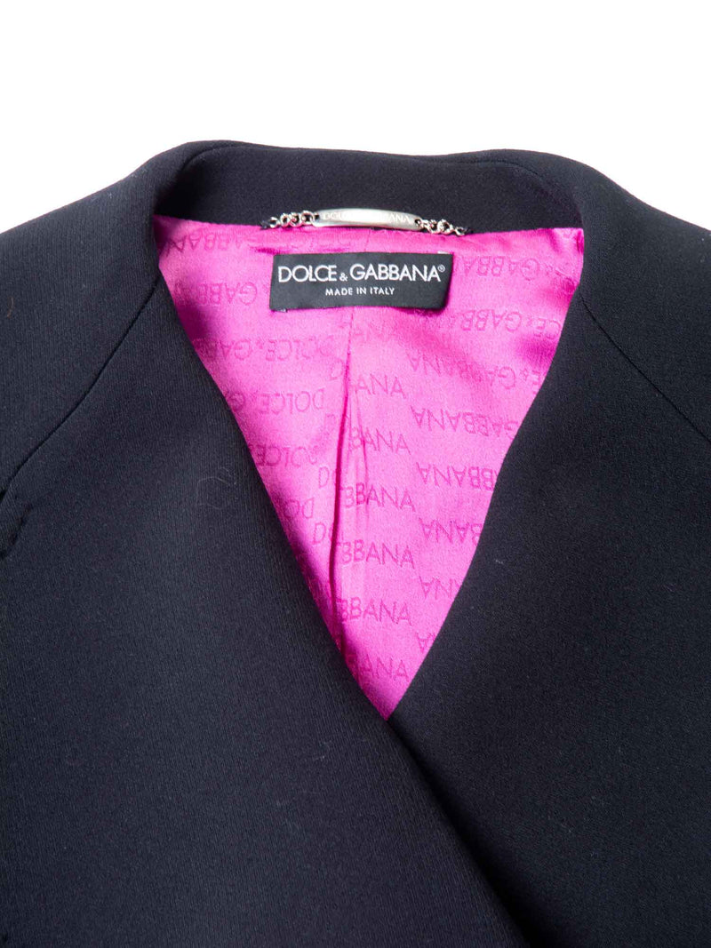 Dolce and Gabbana Wool Cropped Jacket Black Pink-designer resale