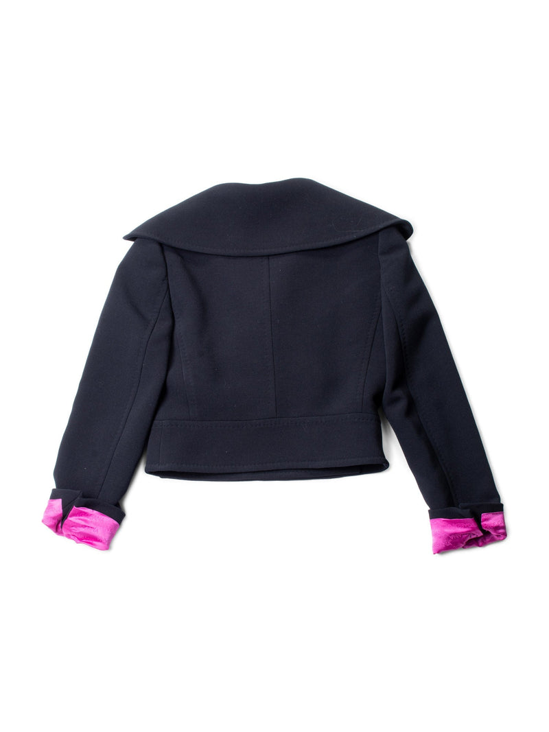 Dolce and Gabbana Wool Cropped Jacket Black Pink-designer resale