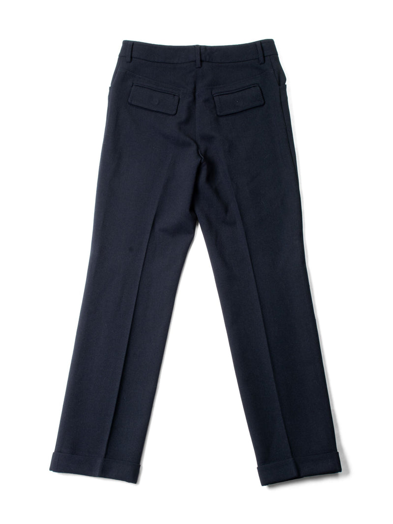 Dolce and Gabbana Wool Cuffed Pants Black-designer resale