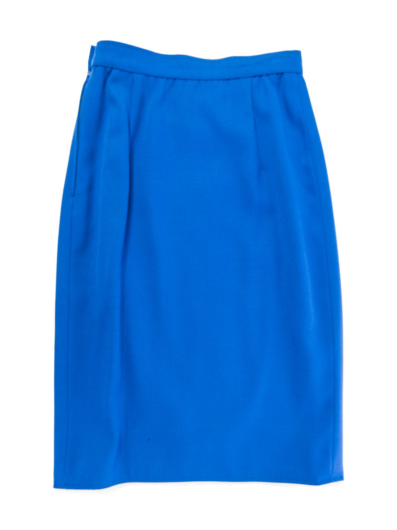 Emanuel Ungaro Wool Jacket Skirt Set Royal Blue Black-designer resale