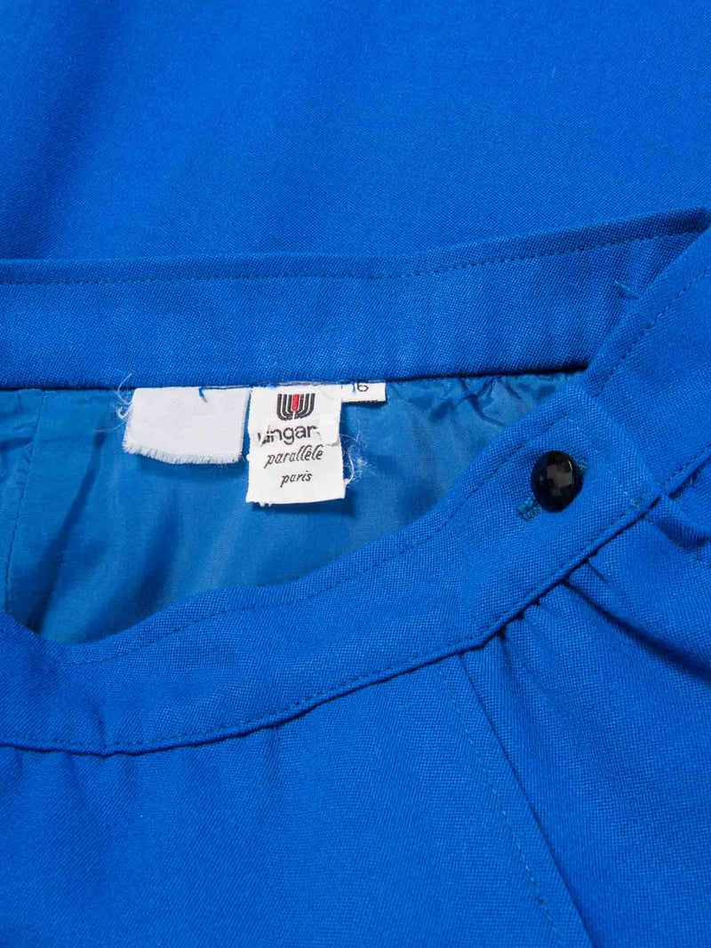 Emanuel Ungaro Wool Jacket Skirt Set Royal Blue Black-designer resale