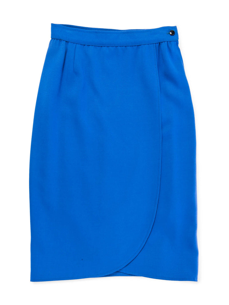 Emanuel Ungaro Wool Jacket Skirt Set Royal Blue Black-designer resale