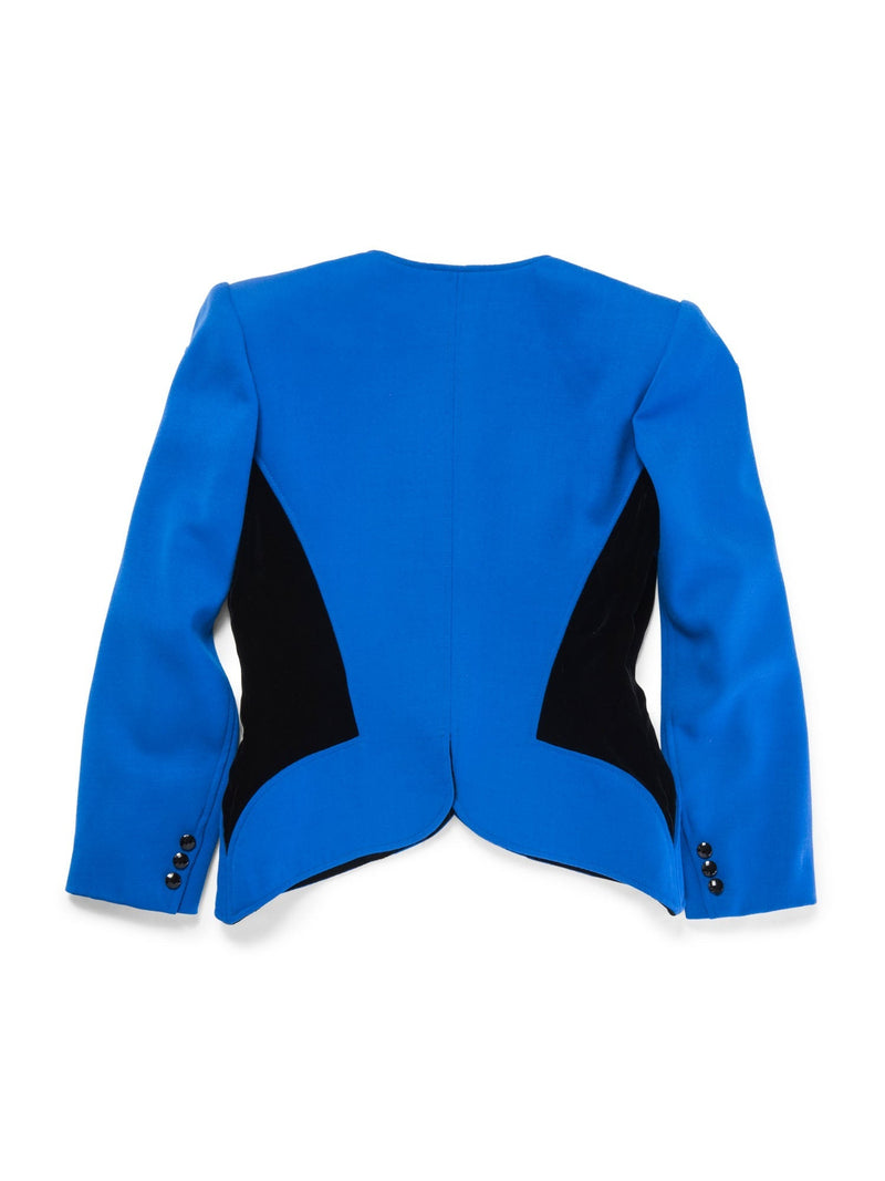 Emanuel Ungaro Wool Jacket Skirt Set Royal Blue Black-designer resale