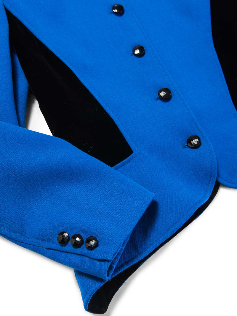 Emanuel Ungaro Wool Jacket Skirt Set Royal Blue Black-designer resale