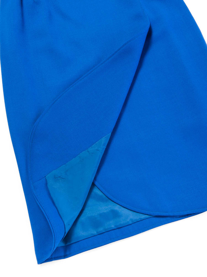 Emanuel Ungaro Wool Jacket Skirt Set Royal Blue Black-designer resale