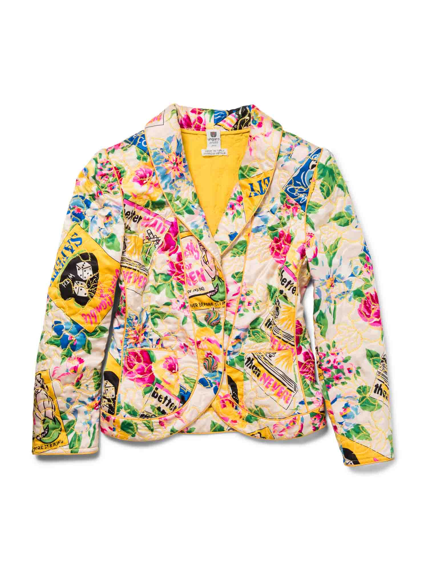 Emanuel Ungraro Vintage Embroidered Quilted Silk Jacket Multicolor-designer resale