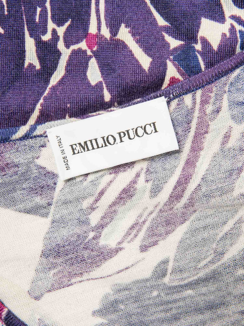 Emilio Pucci Cashmere Abstract Signed Long Sleeve Sweater Purple-designer resale