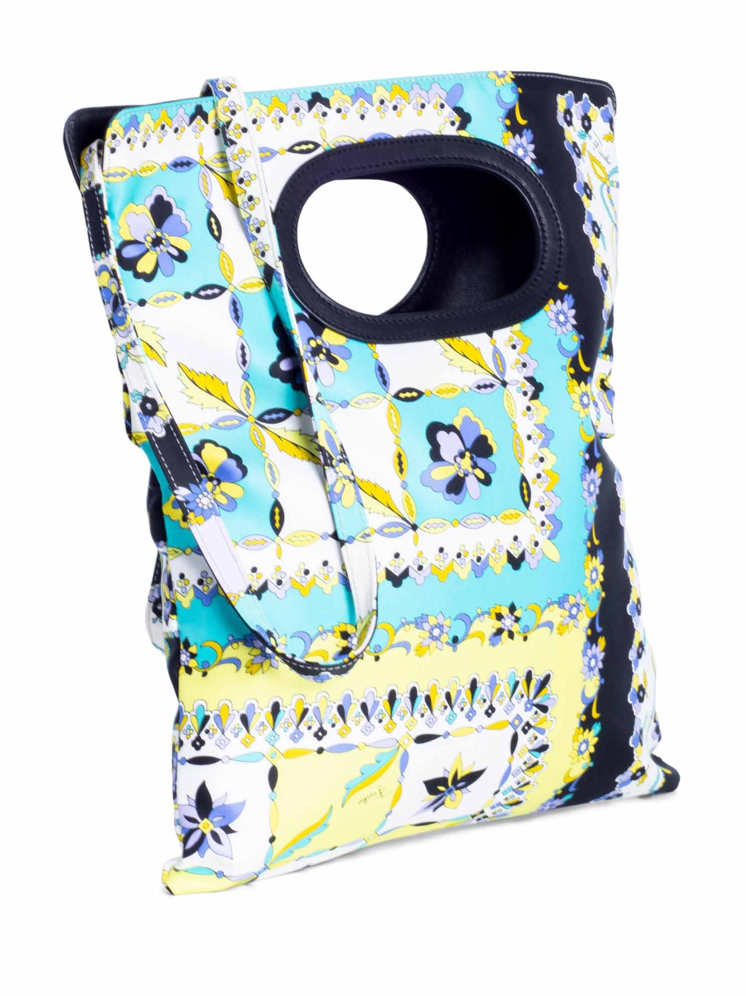 Emilio Pucci Logo Top Handle Clutch Messenger Bag Multicolor-designer resale