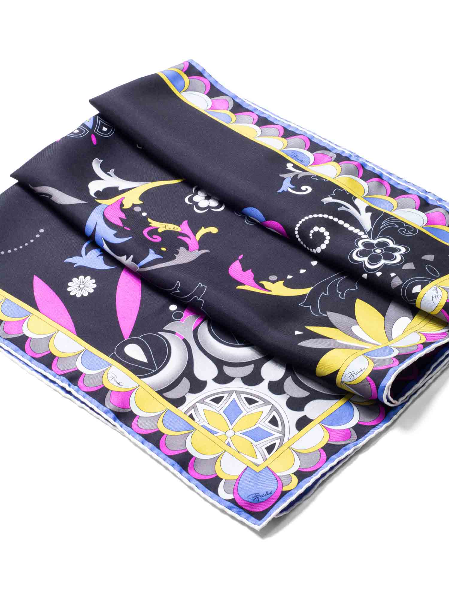 Emilio Pucci Twill Silk Scarf Dark Blue Purple Mint Pink - Square Foulard  in 2023