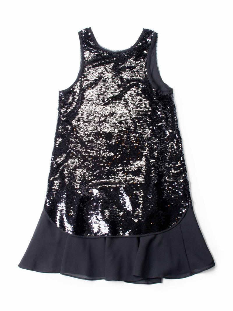 Emporio Armani Sequins Fringe Halter Mini Layered Dress Black-designer resale