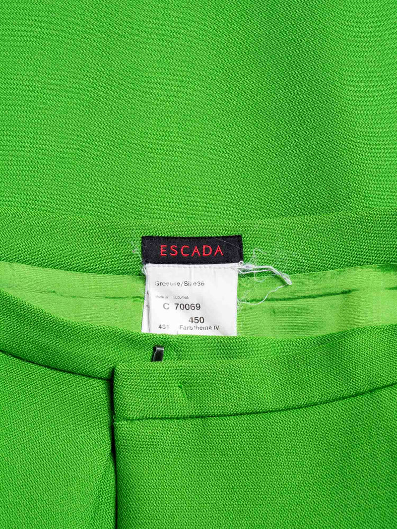 Escada Runway Wool A-Line Pleated Skirt Green-designer resale