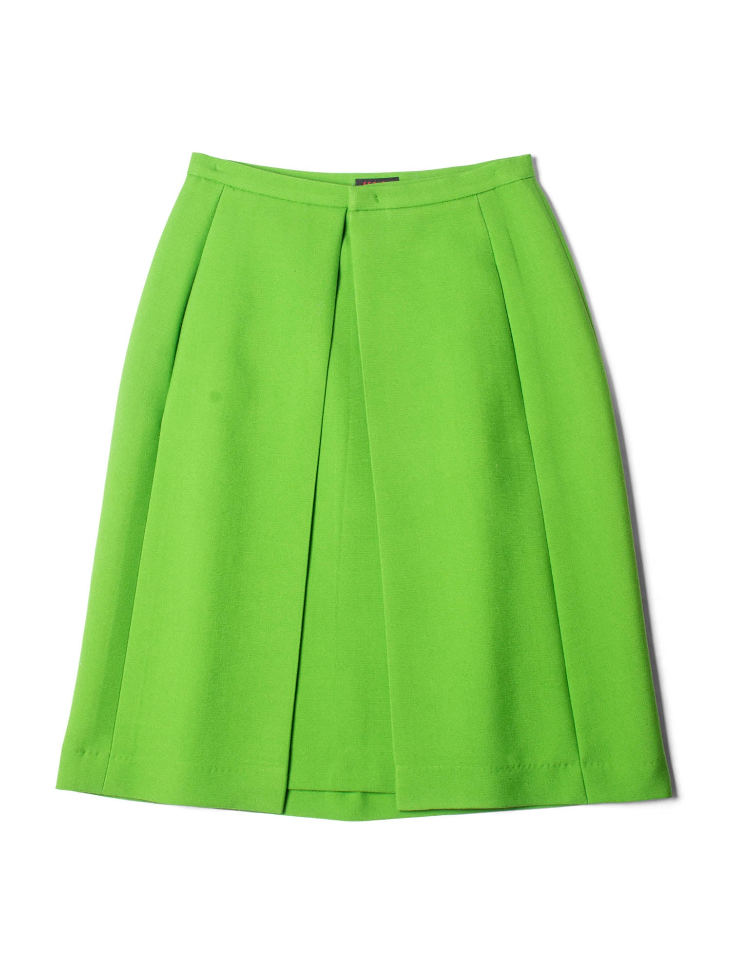 Escada Runway Wool A-Line Pleated Skirt Green-designer resale
