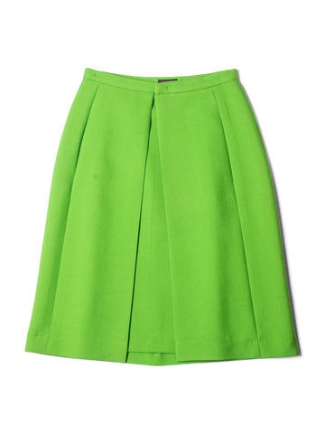 Escada Runway Wool A-Line Pleated Skirt Green-designer resale