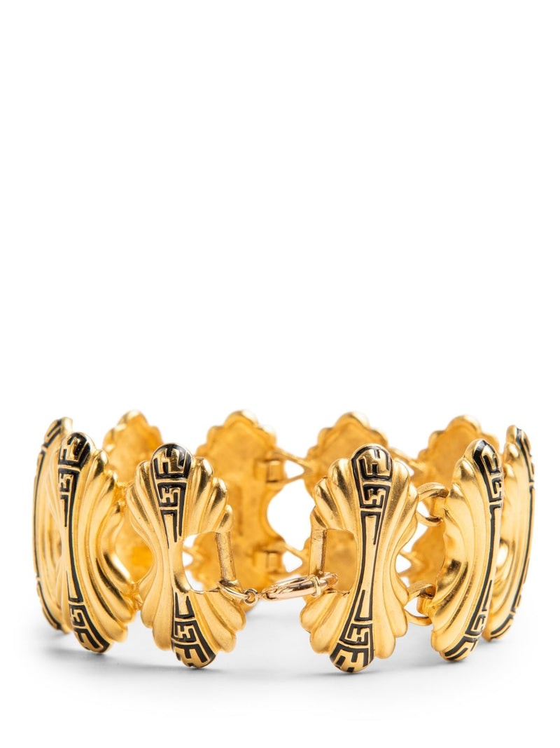 Fendi 24K Gold Plated FF Logo Laurel Leaf Bracelet-designer resale