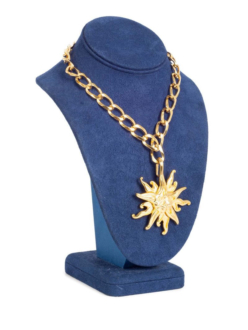 Fendi 24k Gold Plated Sun Face Necklace-designer resale