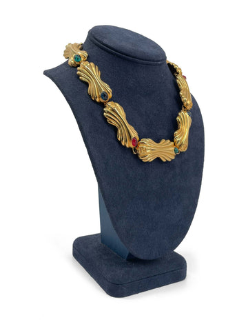 Fendi FF Logo 24k Gold Plated Gripoix Chocker Necklace-designer resale