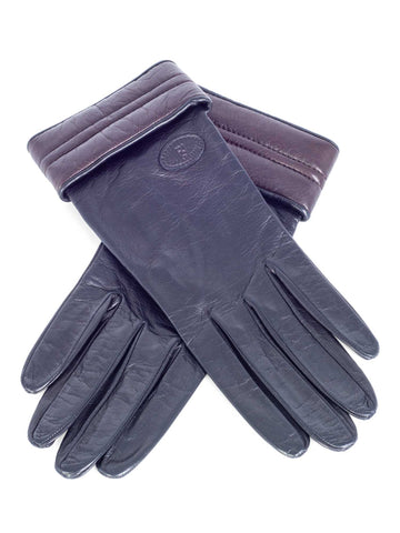 Fendi FF Logo Leather Gloves Black Brown-designer resale