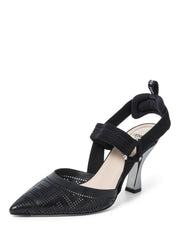 Fendi FF Zucca Leather Perforated Heels Black