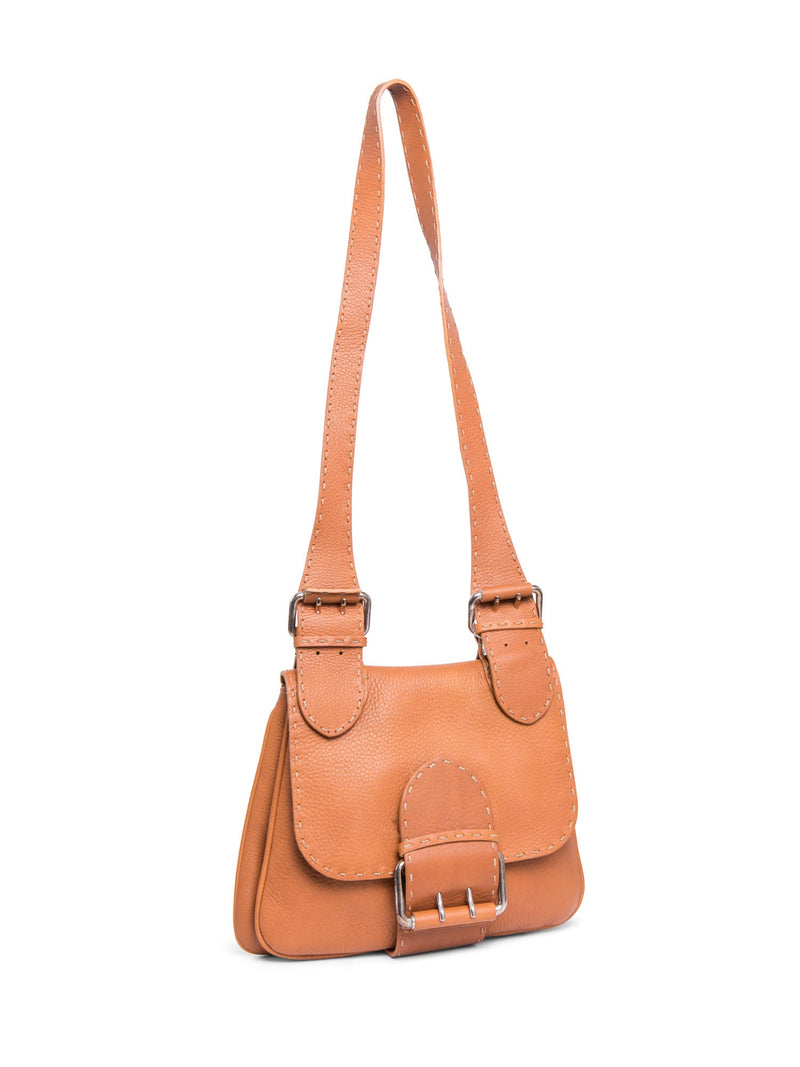 Fendi Leather Salleria Messenger Bag Brown-designer resale