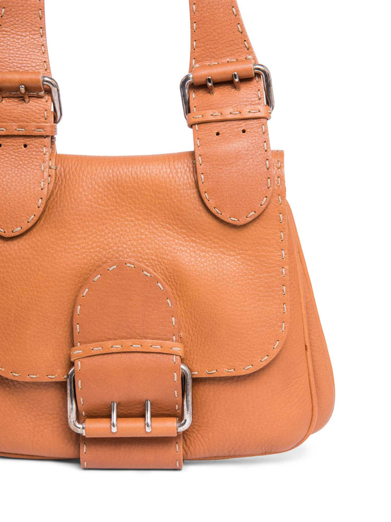 Fendi Leather Salleria Messenger Bag Brown-designer resale