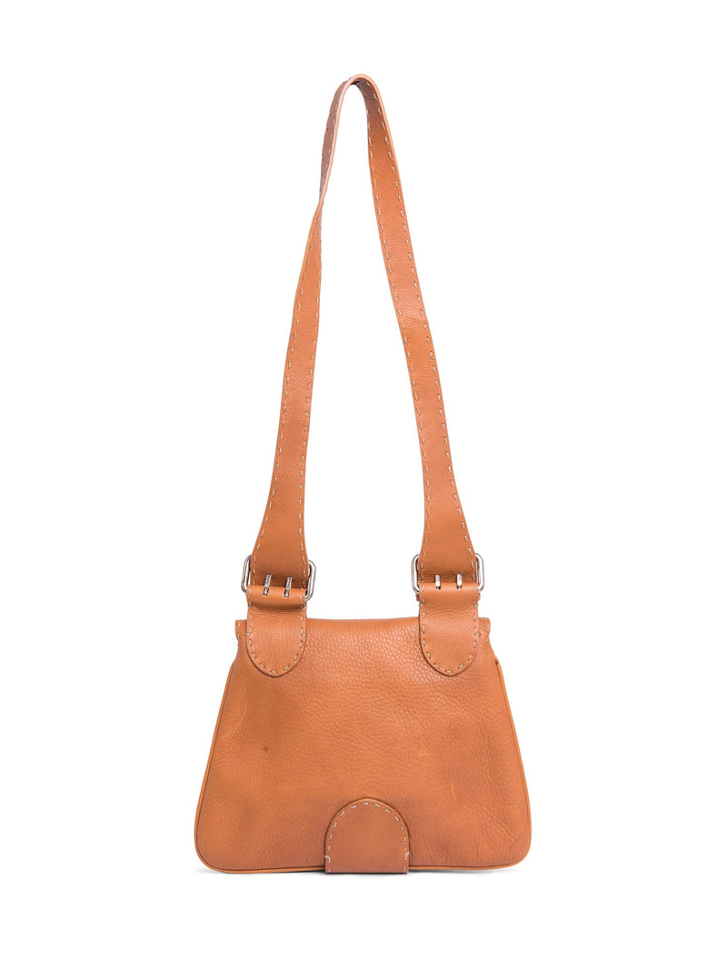 Fendi Leather Salleria Messenger Bag Brown-designer resale