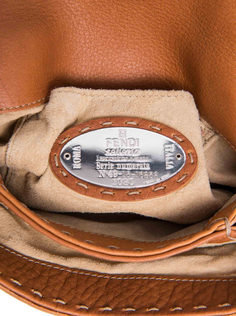 Fendi Leather Salleria Messenger Bag Brown-designer resale