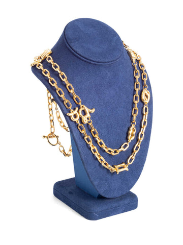 Fendi Logo 24k Gold Plated Zodiak Chain Necklace-designer resale