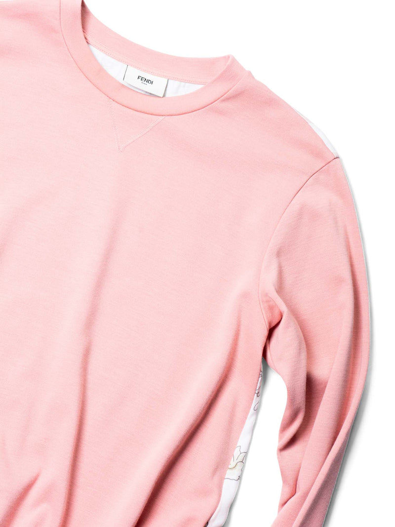 Fendi Logo Cotton Striped Floral Sweatshirt Blush Pink-designer resale