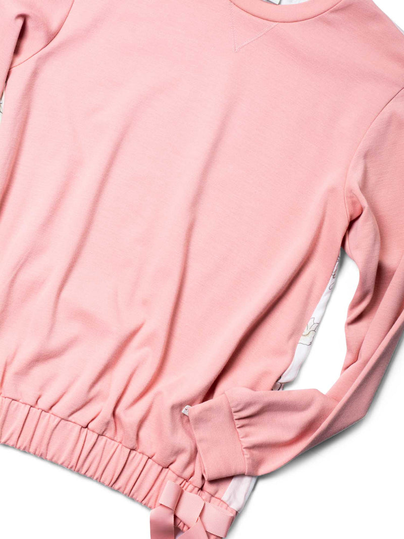 Fendi Logo Cotton Striped Floral Sweatshirt Blush Pink-designer resale