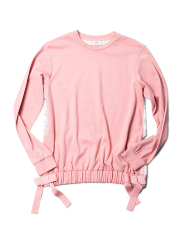 Fendi Logo Cotton Striped Floral Sweatshirt Blush Pink-designer resale