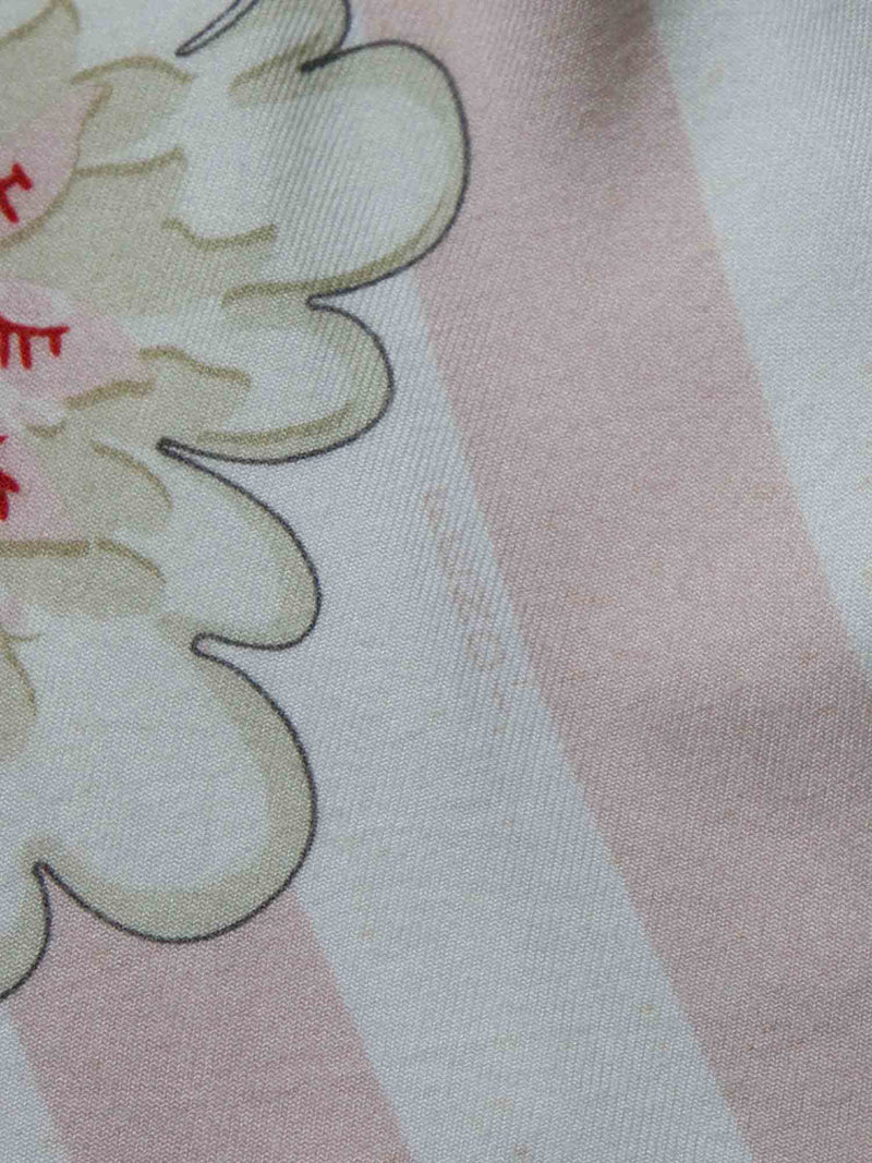 Fendi Logo Floral Ribbon Striped Dress Blush Pink White-designer resale