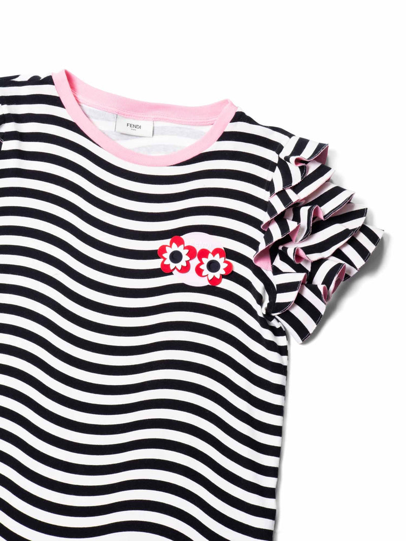 Fendi Logo Ruffled Striped Shirt Black White-designer resale