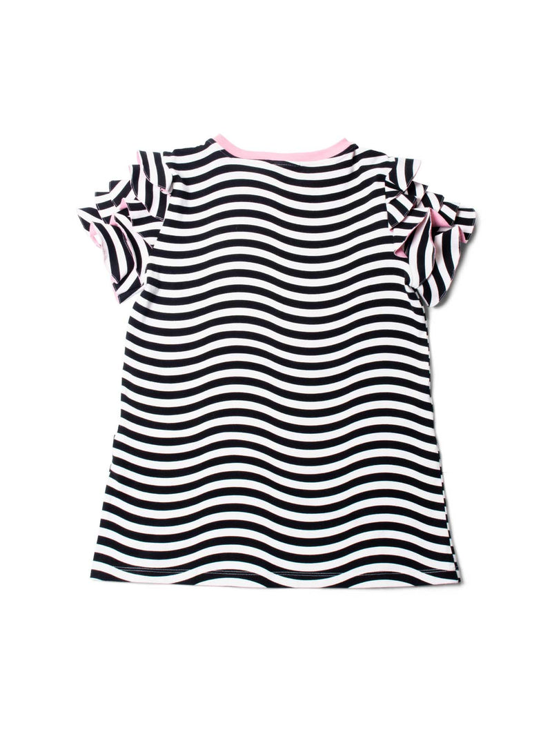 Fendi Logo Ruffled Striped Shirt Black White-designer resale