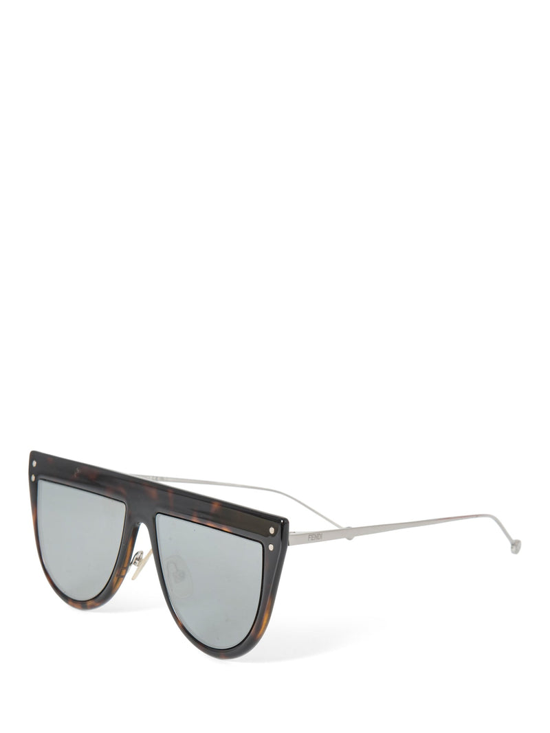 Fendi Logo Tortoise Shell Flat Top Sunglasses Black Brown-designer resale