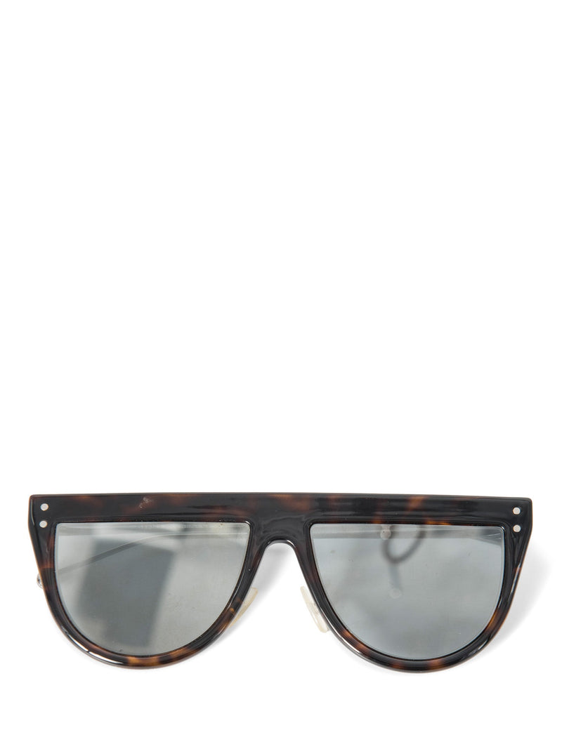Fendi Logo Tortoise Shell Flat Top Sunglasses Black Brown-designer resale
